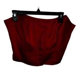 Reversible Satin Corset Top Red Pink Strapless Boned Crop Bodice Zip Back